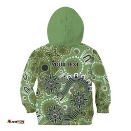 Personalised NAIDOC Week 50 Years Deadly Always Kid Hoodie Green Aboriginal Artwork Dot Painting LT9