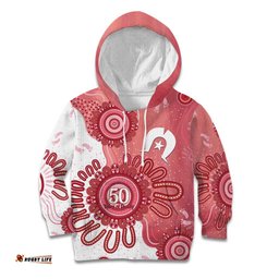 NAIDOC Week 2026 Kid Hoodie 50 Years Deadly Dhari Pink Aboriginal Art LT14