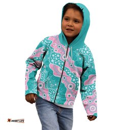 Hereditary Cancer Awareness Australia Indigenous Kid Hoodie Pink and Teal LT7