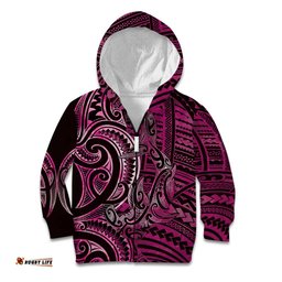 New Zealand Hammerhead Shark Kid Hoodie Maori Haehae Mangopare Pink LT14