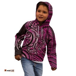 New Zealand Hammerhead Shark Kid Hoodie Maori Haehae Mangopare Pink LT14