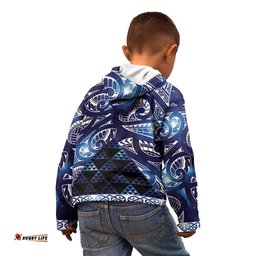 Matariki New Zealand Kid Hoodie NZ Niho Taniwha Maori New Year Blue Galaxy LT14