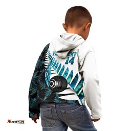 New Zealand Lawn Bowls Custom Kid Hoodie Aotearoa Silver Fern Paua Shell LT14