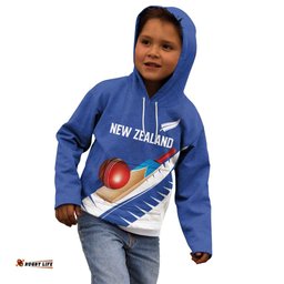 Custom New Zealand Cricket Kid Hoodie Kiwi Birds Haka Dance Blue Fern Sporty Style LT03