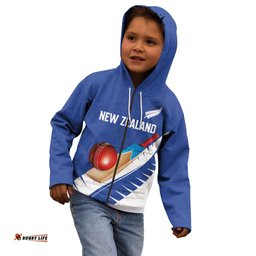 Custom New Zealand Cricket Kid Hoodie Kiwi Birds Haka Dance Blue Fern Sporty Style LT03