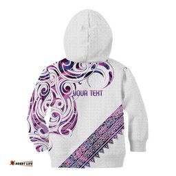 Mawhero Paua shell Kowhaiwhai Taniko Personalised Kid Hoodie Turtle Tattoo Maori Tribal Style LT9
