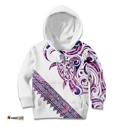 Mawhero Paua shell Kowhaiwhai Taniko Personalised Kid Hoodie Turtle Tattoo Maori Tribal Style LT9