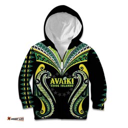 Custom Rugby Cook Islands Avaiki Kid Hoodie Black Kuki Airani Tribal Maori Inspired LT9