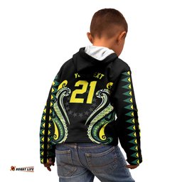 Custom Rugby Cook Islands Avaiki Kid Hoodie Black Kuki Airani Tribal Maori Inspired LT9