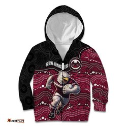 Custom Sea Eagles Kid Hoodie Bird Mascot With Aboriginal Indigenous DT05