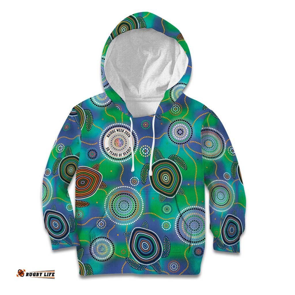 NAIDOC 50 Years of Deadly Kid Hoodie Sea Turtle Aboriginal Dot Art LT19