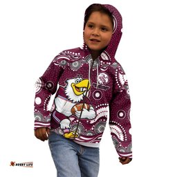 Manly Warringah Sea Eagles Kid Hoodie Aboriginal Dot Pattern - Rugby Mascot Heritage Pride TS04