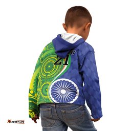 India Vs Australian Cricket Custom Kid Hoodie Ashoka Chakra and Aboriginal Together LT9