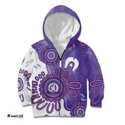 NAIDOC Week 2026 Kid Hoodie 50 Years Deadly Dhari Purple Aboriginal Art LT14