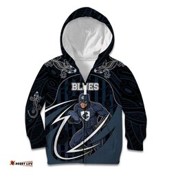 Custom Carlton Navy Kid Hoodie Captain With Aboriginal Art DT05