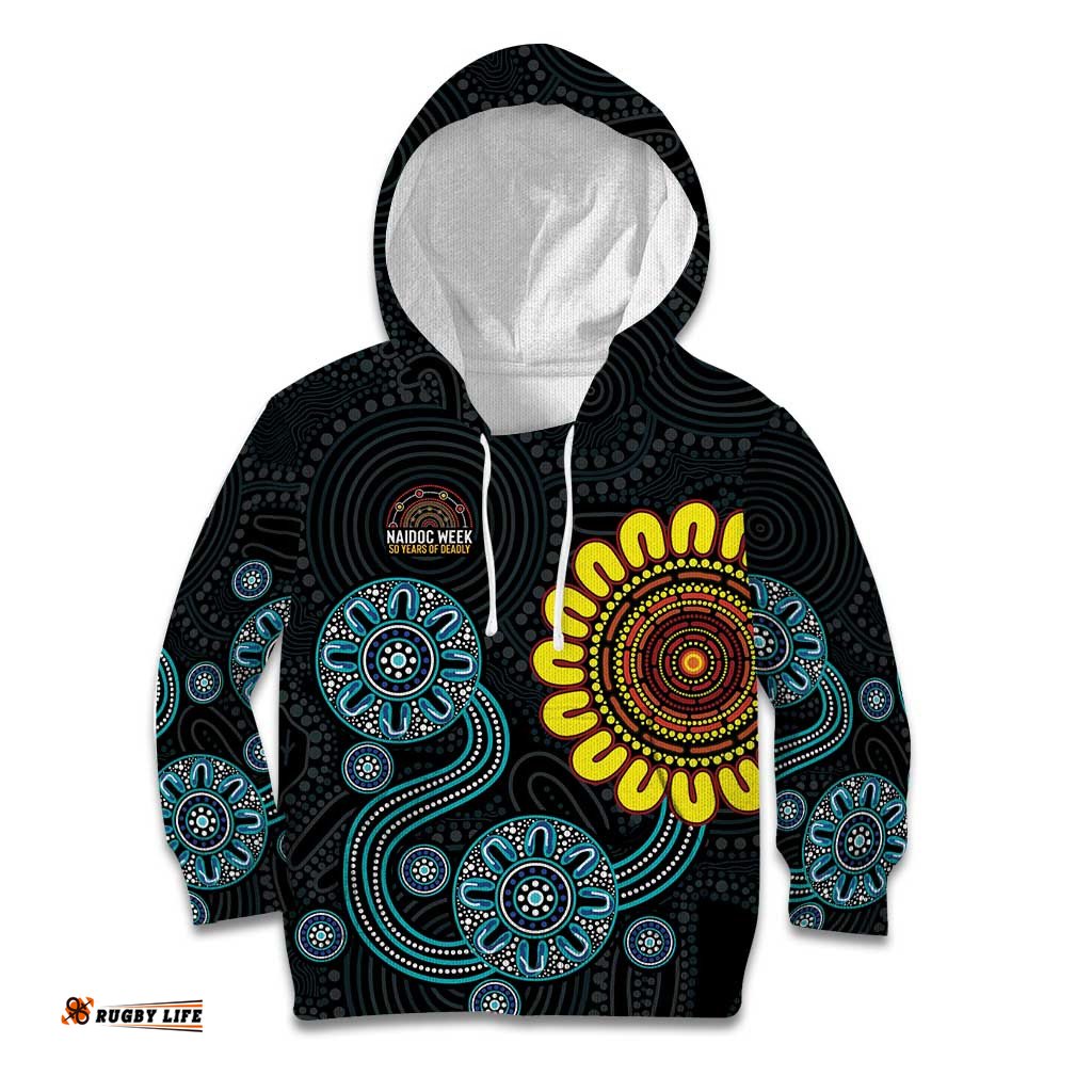 NAIDOC 50 Years of Deadly Kid Hoodie Sun Aboriginal Dot Art LT19