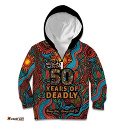 NAIDOC Week 26 Kid Hoodie 50 Years of Deadly Aboriginal Motif LT03