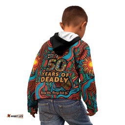 NAIDOC Week 26 Kid Hoodie 50 Years of Deadly Aboriginal Motif LT03