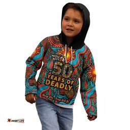 NAIDOC Week 26 Kid Hoodie 50 Years of Deadly Aboriginal Motif LT03