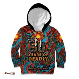 NAIDOC Week 26 Kid Hoodie 50 Years of Deadly Aboriginal Motif LT03