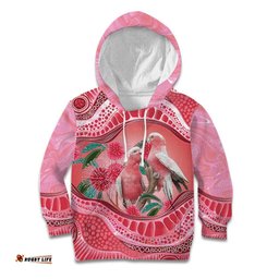 Indigenous Pink Galah Australia Kid Hoodie Australian Hakea Aboriginal Art Proud LT14