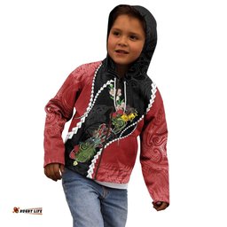 New Zealand Christmas Kid Hoodie Flora Map with Birds LT7