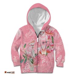 Personalised Galah Cockatoo Eucalyptus Flowers Kid Hoodie Australian Breast Cancer Spirit LT9