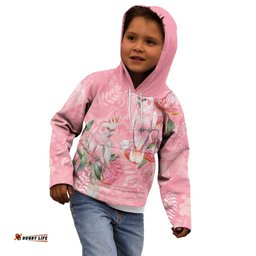 Personalised Galah Cockatoo Eucalyptus Flowers Kid Hoodie Australian Breast Cancer Spirit LT9