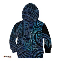 New Zealand Hammerhead Shark Kid Hoodie Maori Haehae Mangopare Galaxy LT14