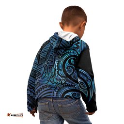 New Zealand Hammerhead Shark Kid Hoodie Maori Haehae Mangopare Galaxy LT14