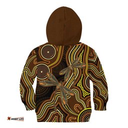 Orange Indigenous Dragonfly Australia Kid Hoodie Aboriginal Art LT14