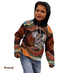 Indigenous Koala Australia Kid Hoodie Australian Aboriginal Art Proud LT14