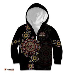NAIDOC Deadly 50 Years Kid Hoodie Aboriginal Black Gold Boomerang Art LT9