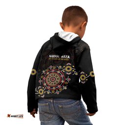 NAIDOC Deadly 50 Years Kid Hoodie Aboriginal Black Gold Boomerang Art LT9