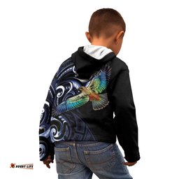 New Zealand Kea Bird Personalised Kid Hoodie Maori Tribal Koru Art LT9