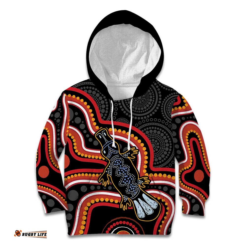 Indigenous Platypus Australia Kid Hoodie Australian Aboriginal Art Proud LT14
