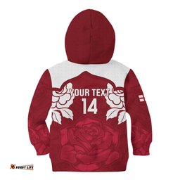 Custom England Rugby 2025 Kid Hoodie Go Champions Red Rose LT14