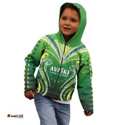 Custom Rugby Cook Islands Avaiki Kid Hoodie Green Kuki Airani Tribal Maori Inspired LT9