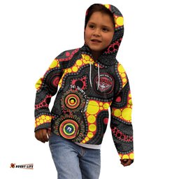 Essendon Bombers NAIDOC Week 2026 Personalised Kid Hoodie 50 Years of Deadly Aboriginal Art LT14