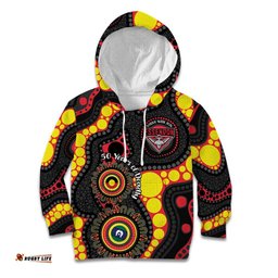Essendon Bombers NAIDOC Week 2026 Personalised Kid Hoodie 50 Years of Deadly Aboriginal Art LT14
