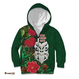 Maori Wheku Meri Kirihimete Personalised Kid Hoodie All Green Indigenous Maori Motif LT9
