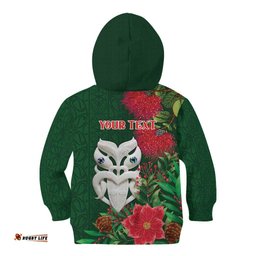 Maori Wheku Meri Kirihimete Personalised Kid Hoodie All Green Indigenous Maori Motif LT9