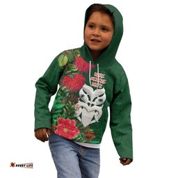Maori Wheku Meri Kirihimete Personalised Kid Hoodie All Green Indigenous Maori Motif LT9