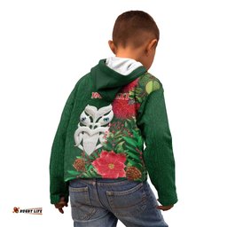 Maori Wheku Meri Kirihimete Personalised Kid Hoodie All Green Indigenous Maori Motif LT9