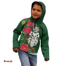 Maori Wheku Meri Kirihimete Personalised Kid Hoodie All Green Indigenous Maori Motif LT9