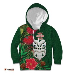Maori Wheku Meri Kirihimete Personalised Kid Hoodie All Green Indigenous Maori Motif LT9