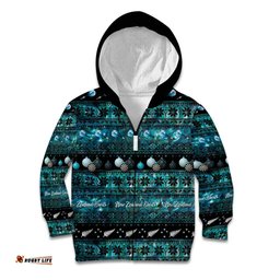 New Zealand Darts Christmas Kid Hoodie Merry Xmas Aotearoa Maori Paua Shell LT14