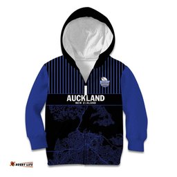 Custom Oceania Football NZ Auckland Kid Hoodie Minimal City Map Style LT9