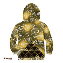 Matariki New Zealand Kid Hoodie NZ Niho Taniwha Maori New Year Yellow Galaxy LT14