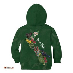 Kia Ora New Zealand Floral Personalized Kid Hoodie Sage Green LT7
